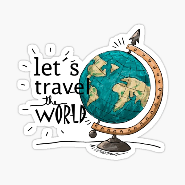Stickers Let's go Travel the World - Autocollant muraux et deco