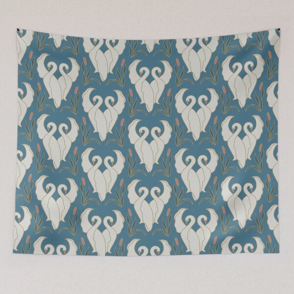 Item preview, Art Nouveau Swans Teal designed and sold by CaelaBeeDesigns.