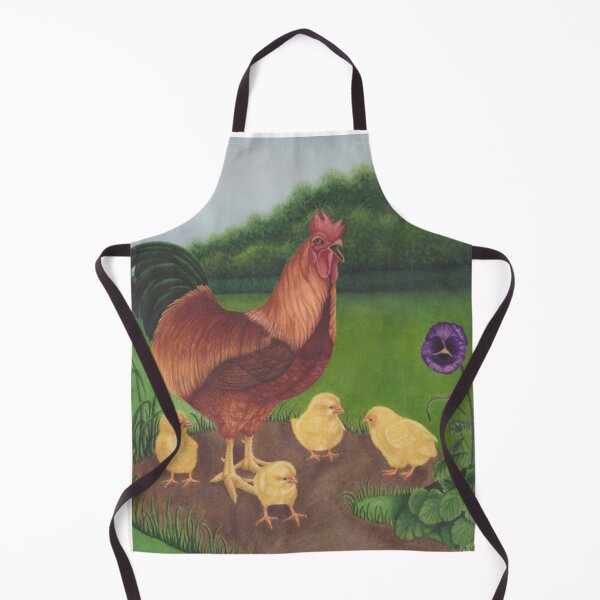 Item preview, Beautiful Hand Drawn Chicken Scene Apron designed and sold by Justinsprints1.