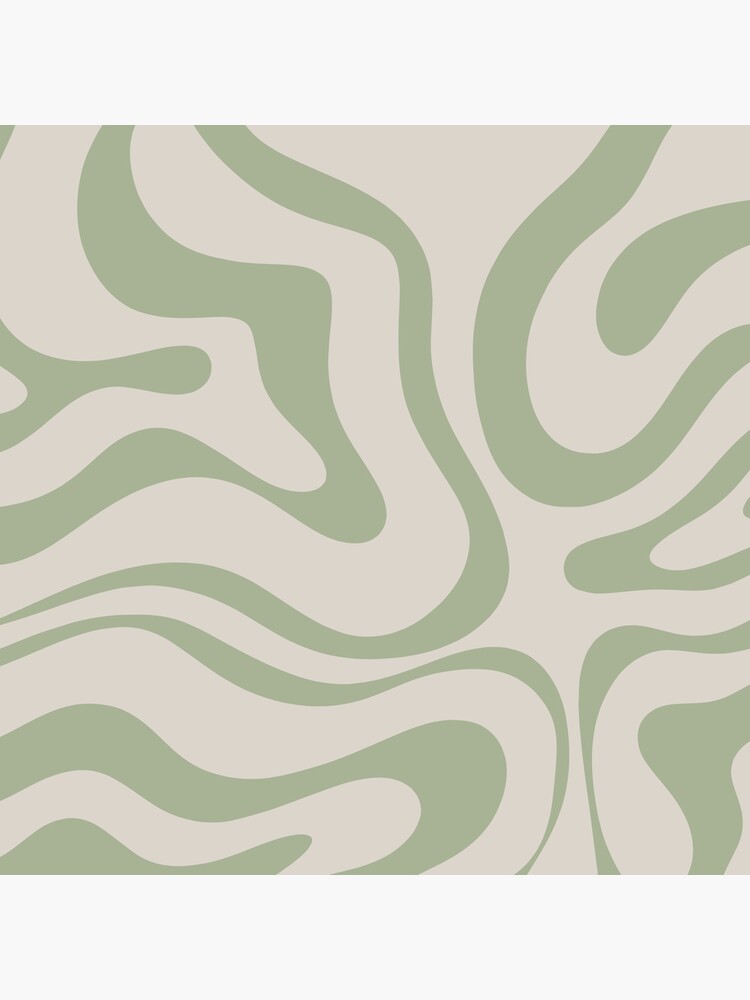 Liquid Swirl Abstract Pattern in Beige and Sage Green by kierkegaard