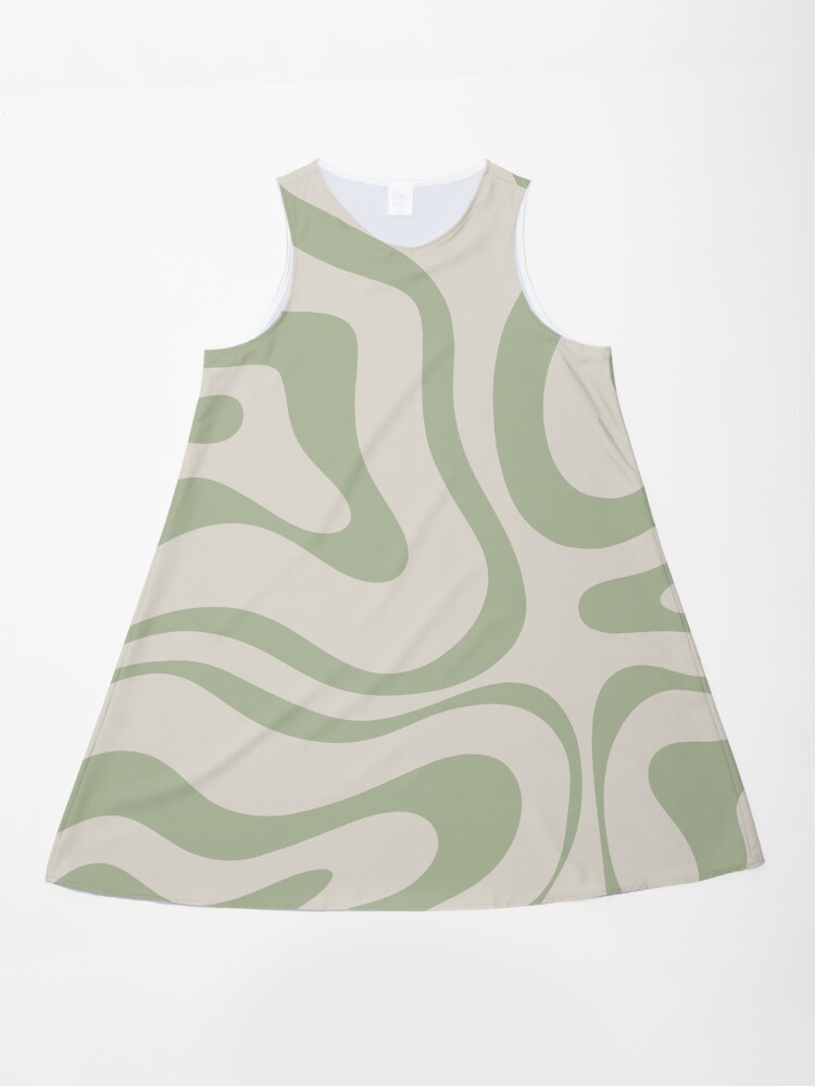 Liquid Swirl Abstract Pattern in Beige and Sage Green" A-Line Dress for  Sale by kierkegaard | Redbubble