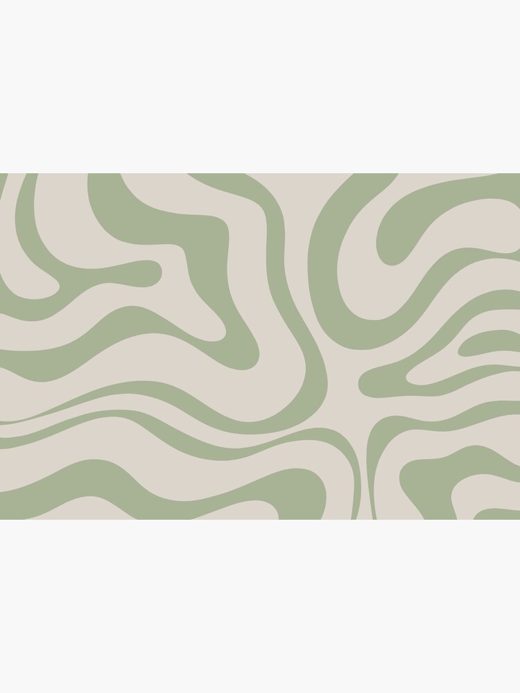 Liquid Swirl Abstract Pattern in Beige and Sage Green by kierkegaard