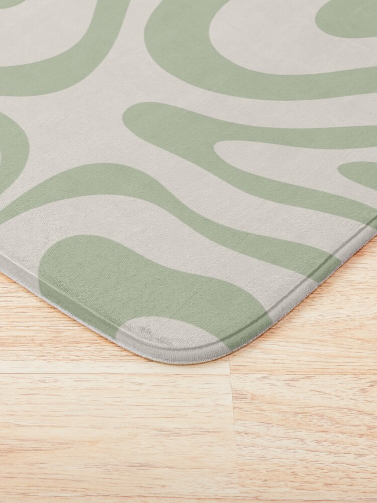 Alternate view of Liquid Swirl Abstract Pattern in Beige and Sage Green Bath Mat