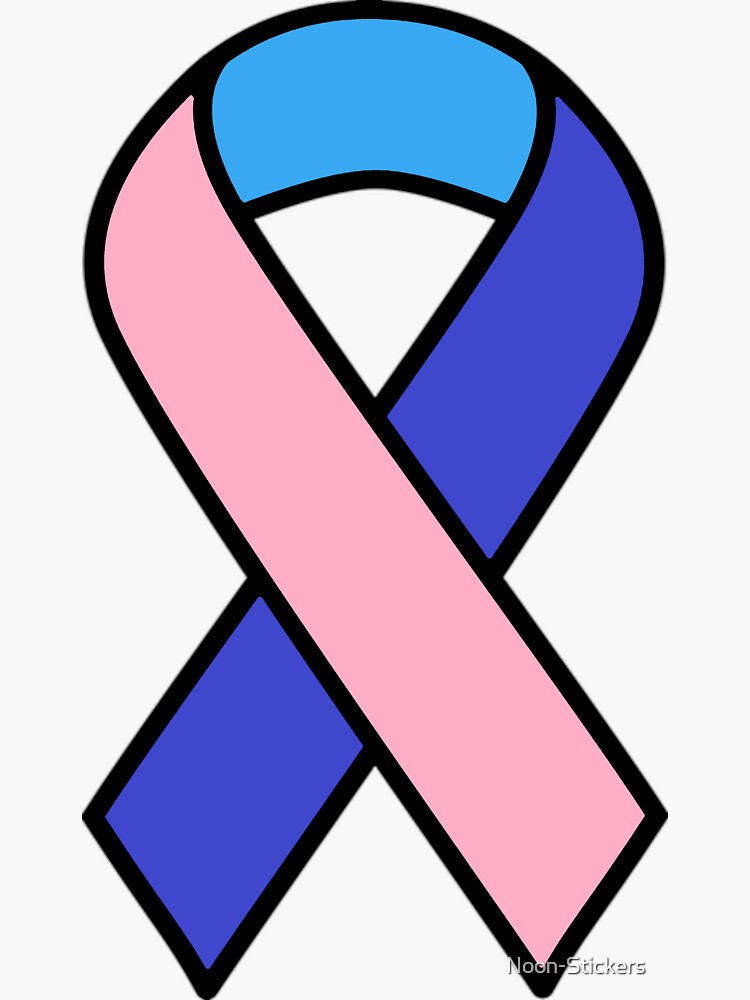 Blue Line Pink Ribbon Decal