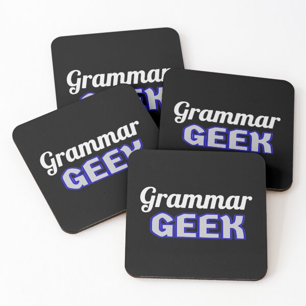 Item preview, Grammar Geek. Funny Statement for Proud English Language Loving Geeks and Nerds. White, Blue and Gray Letters. (Black Background) designed and sold by ArtByLM.