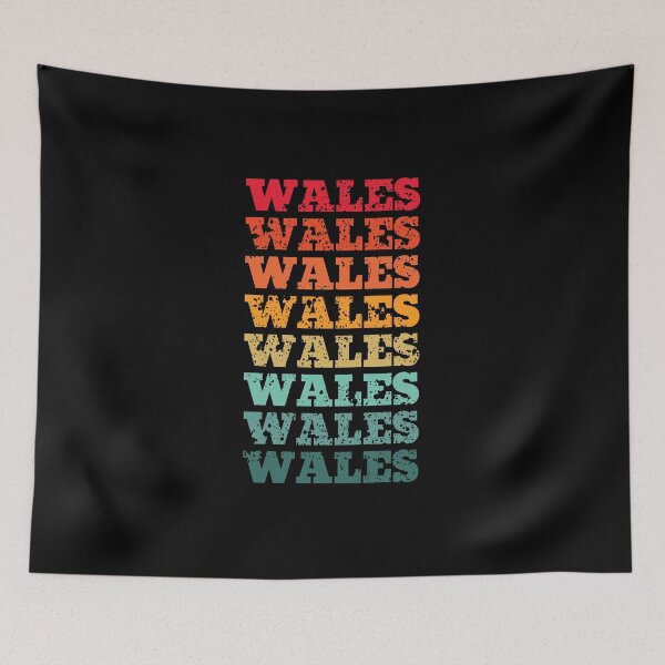 Item preview, Wales - repeated retro vintage sunset colors with a distressed design effect designed and sold by Rhu Creations.