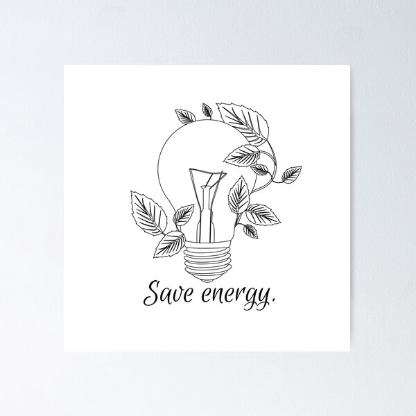 Save energy poster with green design Royalty Free Vector