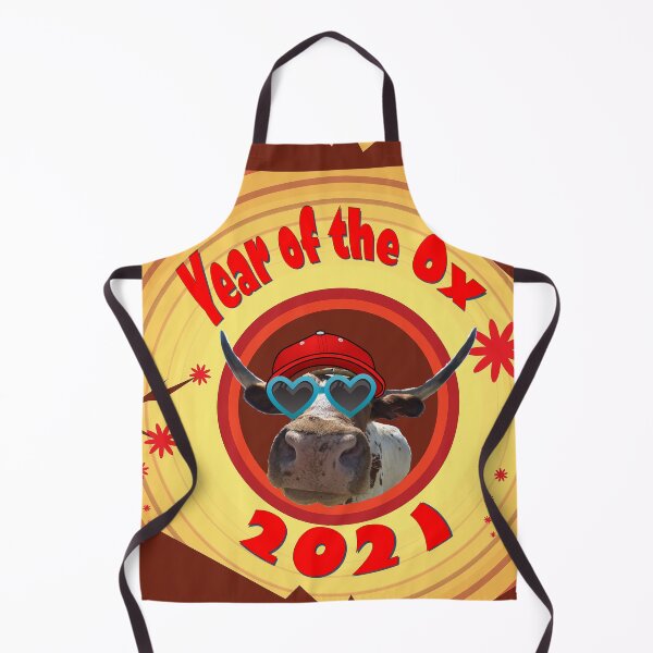 Item preview, Year of the Ox with Red Hat and Heart Shaped Sunglasses designed and sold by AliCatOriginals.