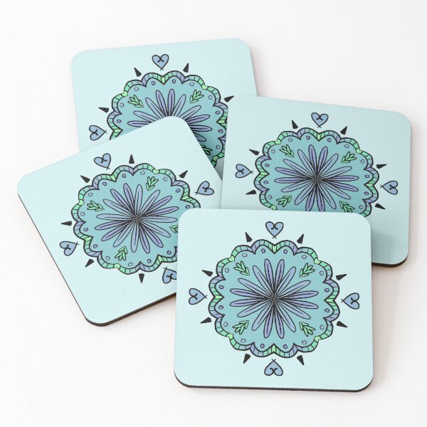 Item preview, Blue flowers and hearts designed and sold by LavenderKitten.