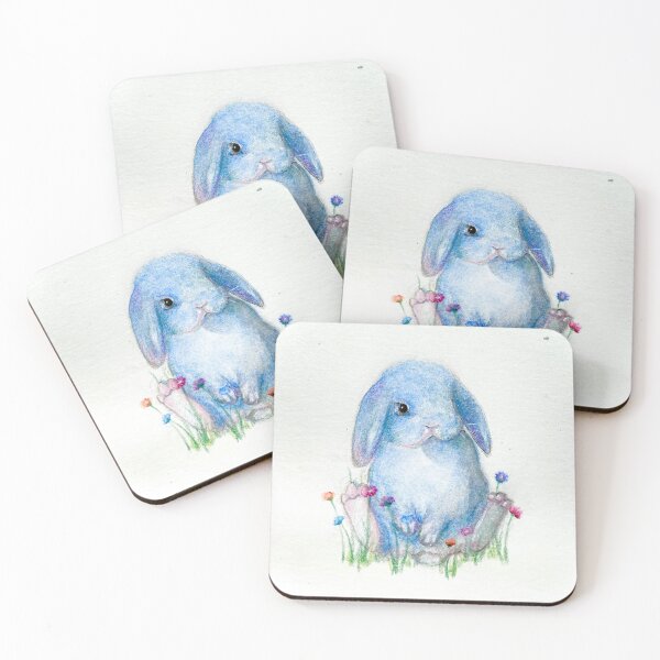 Blue Bunny Coasters (Set of 4)