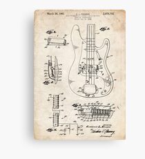1961 Fender Precision Bass Guitar Patent Art Canvas Print
