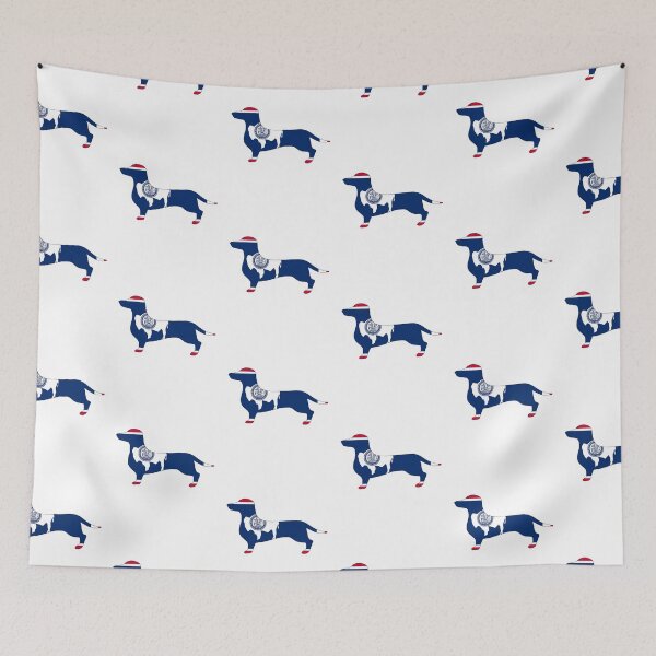 Item preview, Wyoming Dachshund Flag designed and sold by Wienerful.