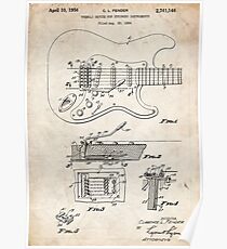 1956 Fender Stratocaster Guitar Invention Patent Art Poster