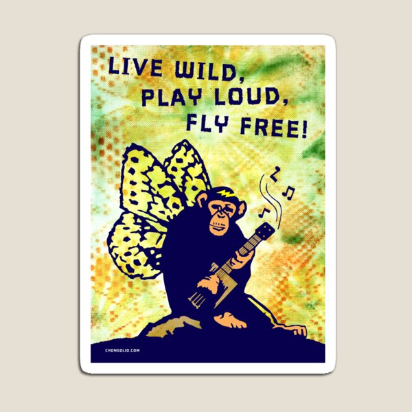 Live Wild, Play Loud, Fly Free Magnet