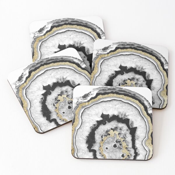Item preview, Gray Black White Agate with Gold Foil #1 #gem #decor #art  designed and sold by Anita's & Bella's Art.
