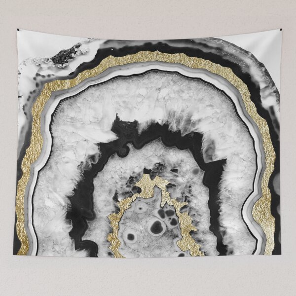 Item preview, Gray Black White Agate with Gold Foil #1 #gem #decor #art  designed and sold by Anita's & Bella's Art.