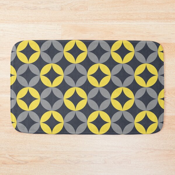Item preview, Floral elements in a geometric pattern in yellow and gray on a black background designed and sold by acidmit.
