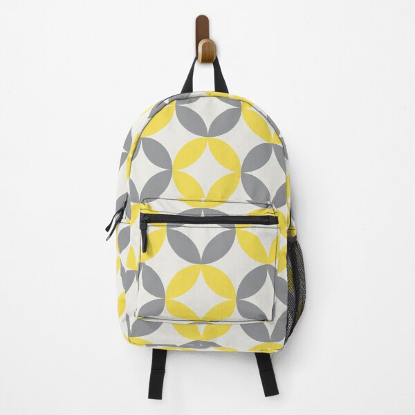 Item preview, Floral elements in a geometric pattern in yellow and gray on a white background designed and sold by acidmit.