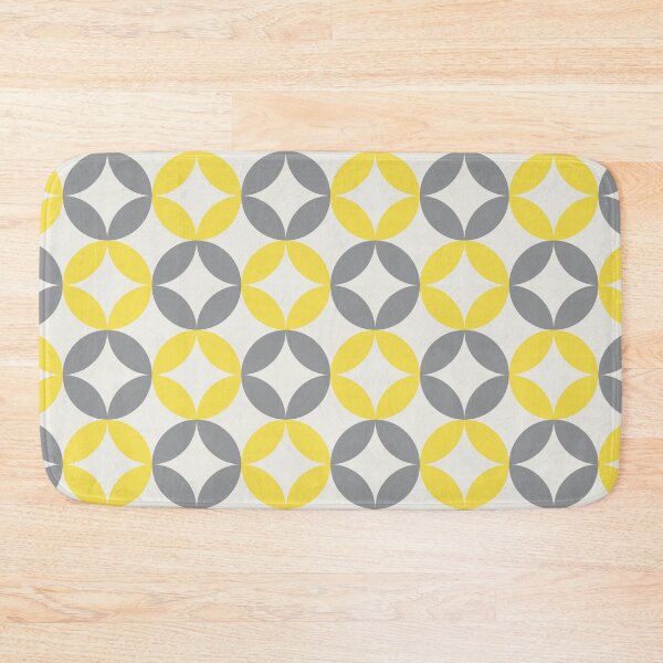 Item preview, Floral elements in a geometric pattern in yellow and gray on a white background designed and sold by acidmit.