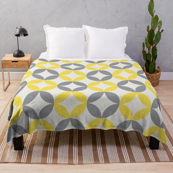 Item preview, Floral elements in a geometric pattern in yellow and gray on a white background designed and sold by acidmit.