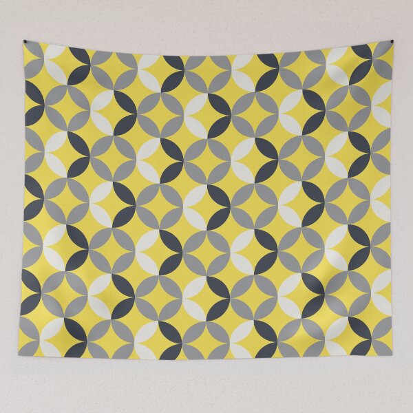 Item preview, Geometric floral ornament in yellow and gray color palette on a yellow background designed and sold by acidmit.