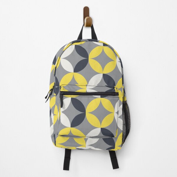 Item preview, Geometric floral ornament in yellow and gray color palette on a gray background designed and sold by acidmit.