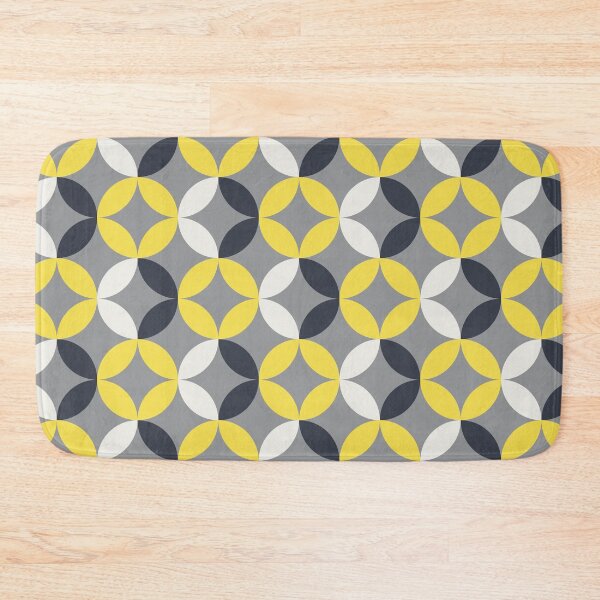 Item preview, Geometric floral ornament in yellow and gray color palette on a gray background designed and sold by acidmit.