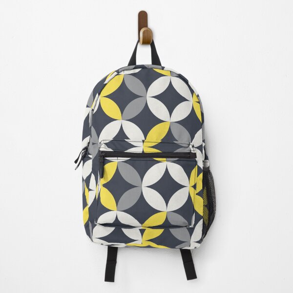 Item preview, Geometric floral ornament in yellow and gray color palette on a black background designed and sold by acidmit.