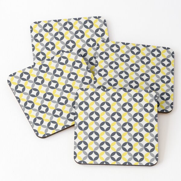 Item preview, Geometric floral ornament in yellow and gray color palette on a white background designed and sold by acidmit.