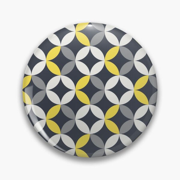 Item preview, Geometric floral ornament in yellow and gray color palette on a black background designed and sold by acidmit.
