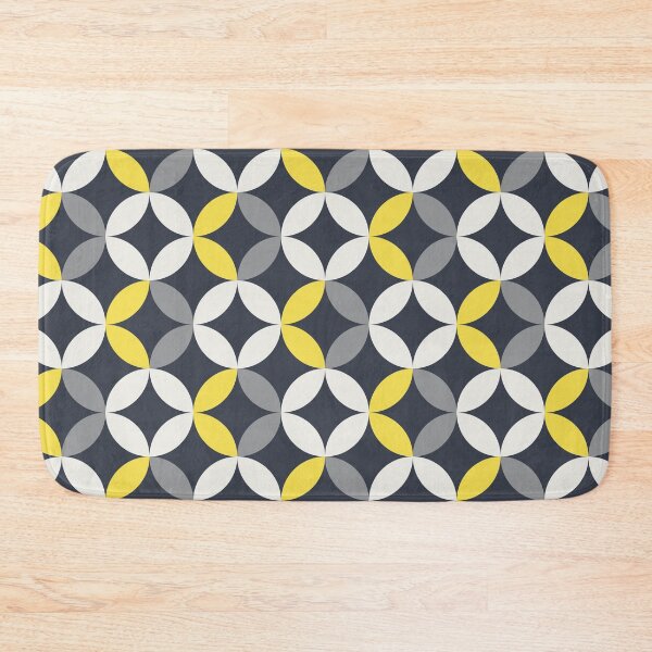 Item preview, Geometric floral ornament in yellow and gray color palette on a black background designed and sold by acidmit.