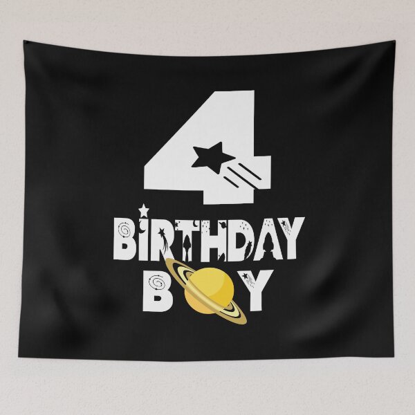 Item preview, 4th Birthday Boy Astronaut 4 Years Old Space Theme Party print designed and sold by Grabitees.