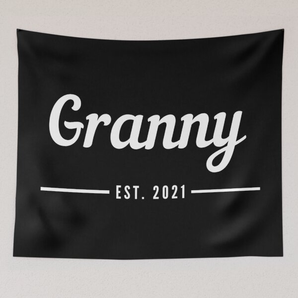 Item preview, Granny. Established 2021. Text only design. White text. Cursive, script handwriting. Retro. designed and sold by JellyBeenzz.