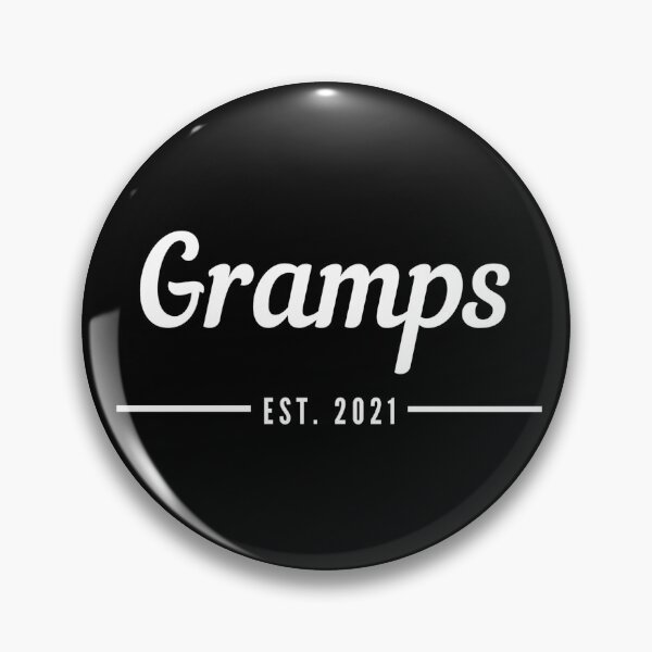 Item preview, Gramps. Established 2021. Text only design. White text. Cursive, script handwriting. Retro. designed and sold by JellyBeenzz.
