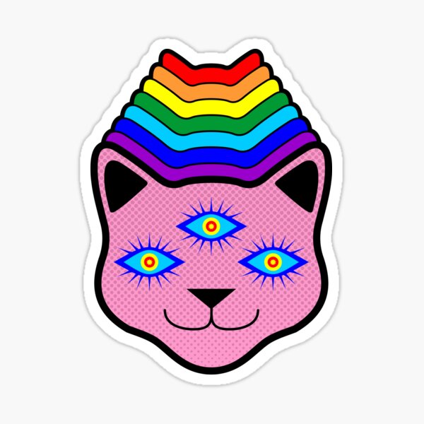 Rainbow Cat Face Sticker
