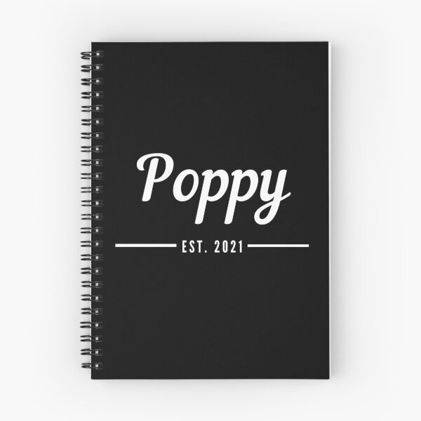 Item preview, Poppy. Established 2021. Text only design. White text. Cursive, script handwriting. Retro. designed and sold by JellyBeenzz.