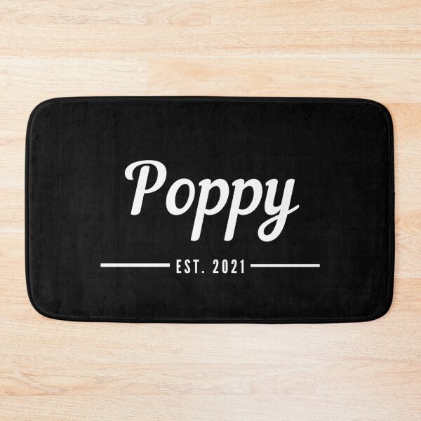 Item preview, Poppy. Established 2021. Text only design. White text. Cursive, script handwriting. Retro. designed and sold by JellyBeenzz.
