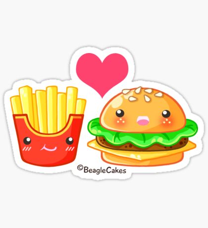 French Fries Fast Food Snack Removable Matte Sticker Sheets Set