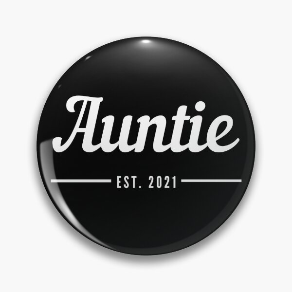 Item preview, Auntie. Established 2021. Text only design. White text. Cursive, script handwriting. Retro. designed and sold by JellyBeenzz.
