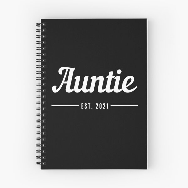 Item preview, Auntie. Established 2021. Text only design. White text. Cursive, script handwriting. Retro. designed and sold by JellyBeenzz.