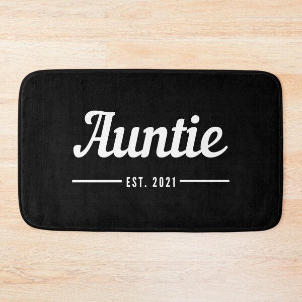 Item preview, Auntie. Established 2021. Text only design. White text. Cursive, script handwriting. Retro. designed and sold by JellyBeenzz.