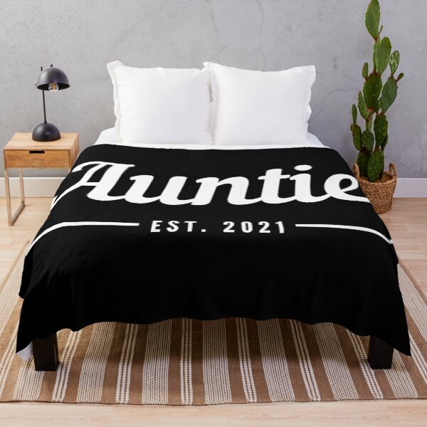 Item preview, Auntie. Established 2021. Text only design. White text. Cursive, script handwriting. Retro. designed and sold by JellyBeenzz.
