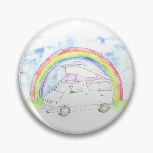 Item preview, Mazda Bongo Friendee Camper Van Watercolour Rainbow designed and sold by INKIEFINGERS.