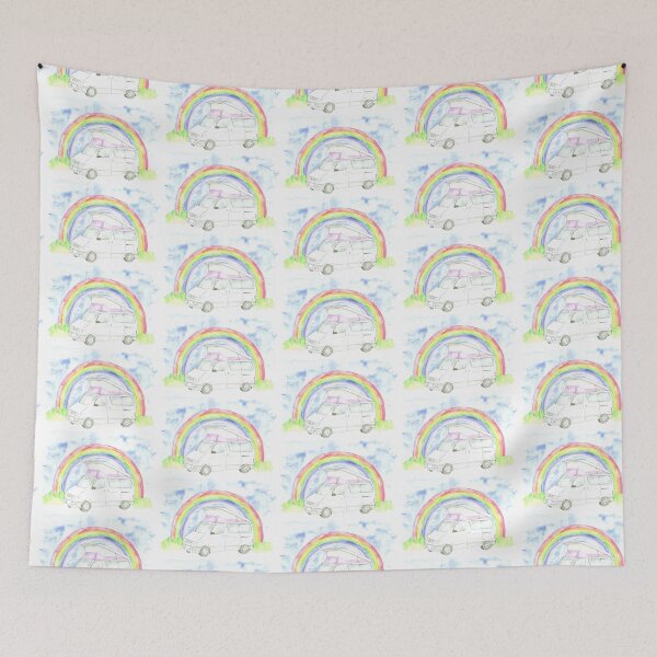 Item preview, Mazda Bongo Friendee Camper Van Watercolour Rainbow designed and sold by INKIEFINGERS.