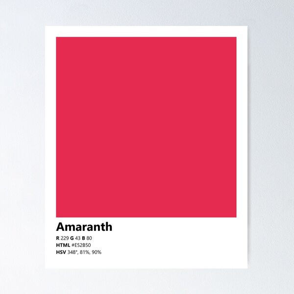 Color Swatch/Card (Amaranth Purple) Poster for Sale by Pestorian