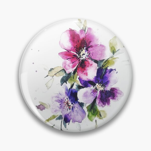 Item preview, Bright Happy Purple pink hand painted watercolor Florals designed and sold by PatinaWorks.