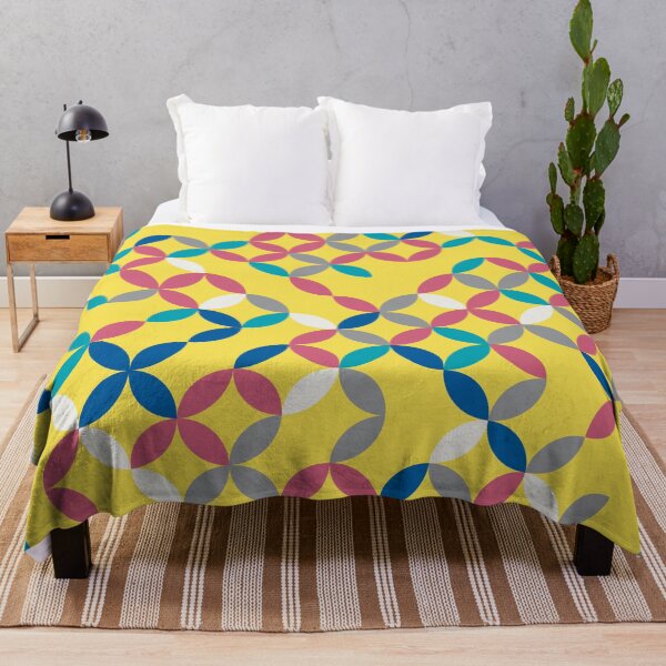 Item preview, Geometric floral mosaic in random yellow and gray color palette on a yellow background designed and sold by acidmit.