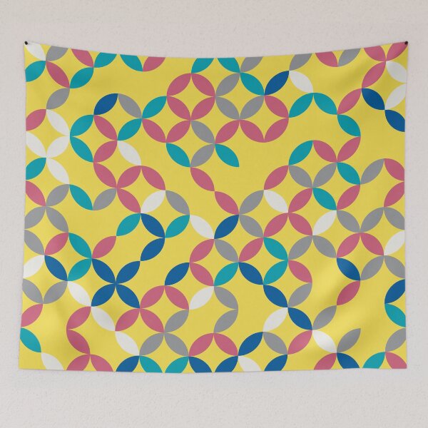 Item preview, Geometric floral mosaic in random yellow and gray color palette on a yellow background designed and sold by acidmit.