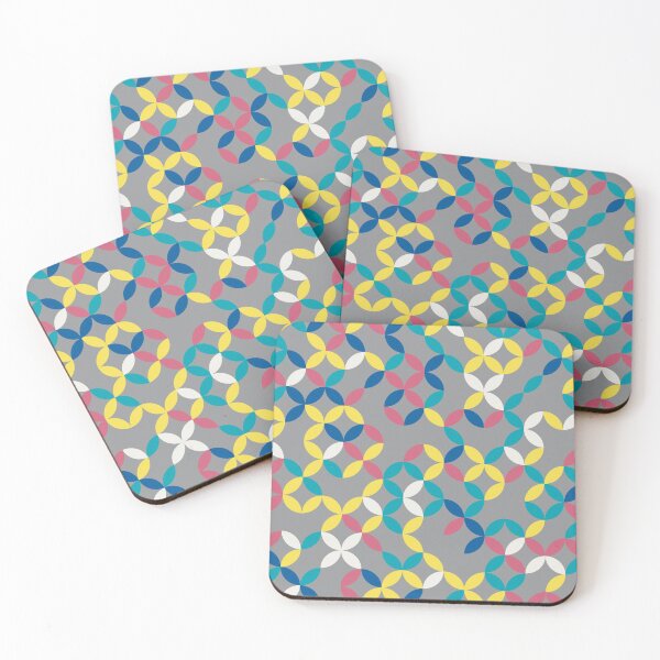Item preview, Geometric floral mosaic in random yellow and gray color palette on a gray background designed and sold by acidmit.