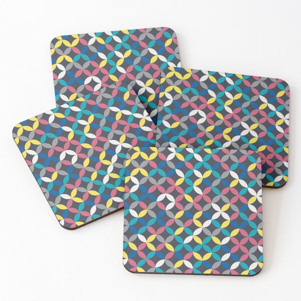 Item preview, Geometric floral mosaic in random yellow and gray color palette on a black background designed and sold by acidmit.